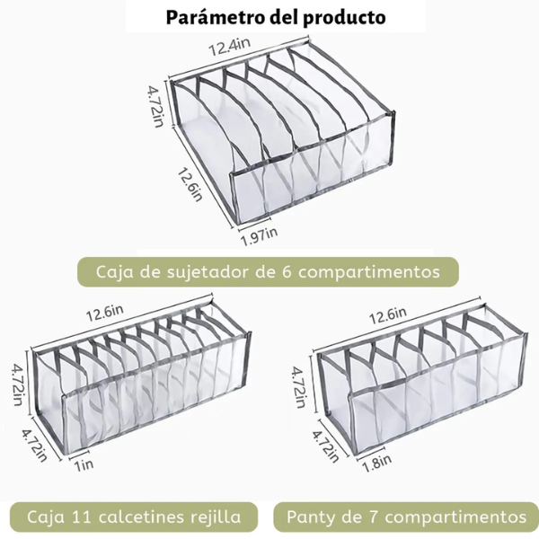 Set de 3 Organizadores de Ropa Interior, Calcetines & Más